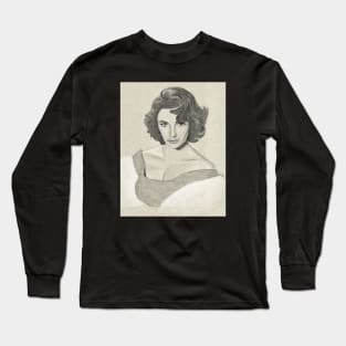 Elizabeth Taylor Portrait Drawing Long Sleeve T-Shirt